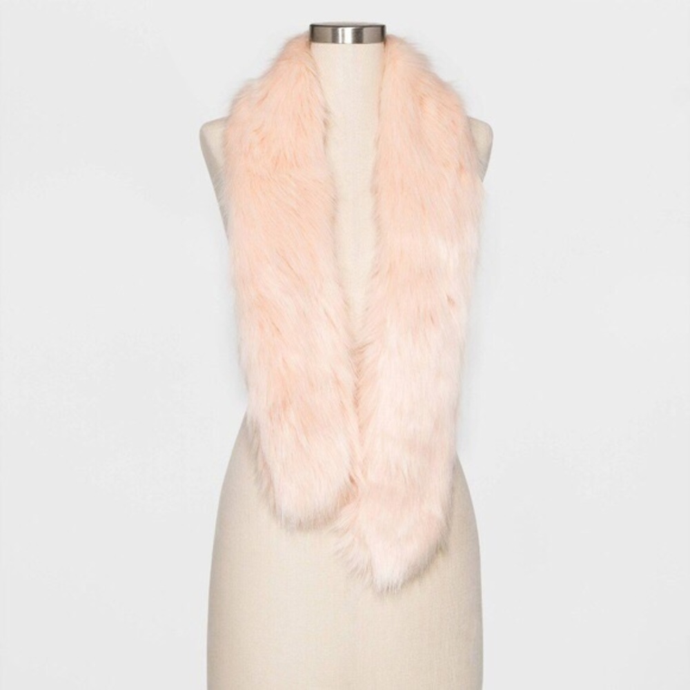🆕 Target Peach Faux Fur Wrap Scarf Shrug NEW Boho